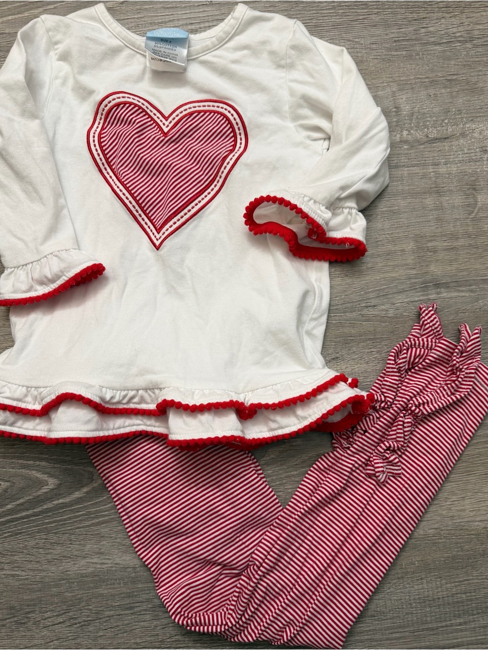 Girls White and Red Heart long sleeve set